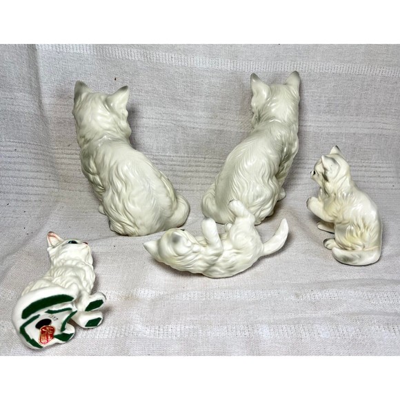 Rare Vintage LEFTON Japan Long Hair Cat Kittens Figures Figurines Family of 5 - Picture 3 of 5